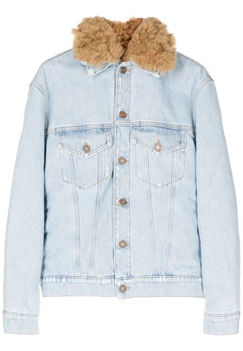 ERL fur-collared denim jacket - Blu