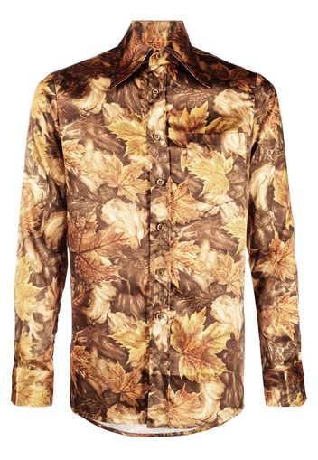 ERL all-over leaf-print shirt - Giallo