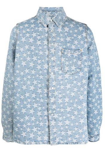 ERL star-pattern cotton denim shirt - Blu