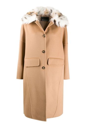 faux fur-collar single-breasted coat