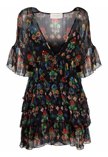 Ermanno Ermanno flounced floral-print dress - Nero