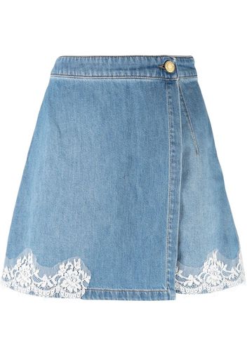 Ermanno Ermanno lace-panelled wrap shorts - Blu