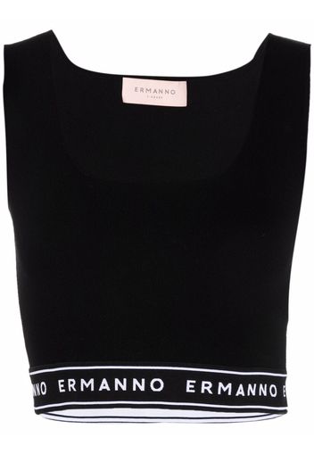 Ermanno Ermanno logo-tape cropped top - Nero