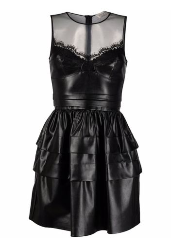 Ermanno Ermanno faux-leather flared dress - Nero