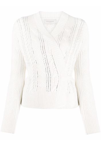 Ermanno Ermanno cable-knit wrap jumper - Bianco