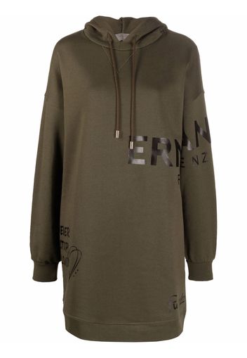 Ermanno Ermanno logo-print hoodie dress - Verde