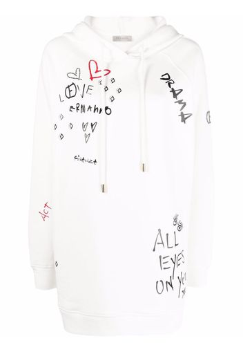 Ermanno Ermanno all-over print oversized hoodie - Bianco