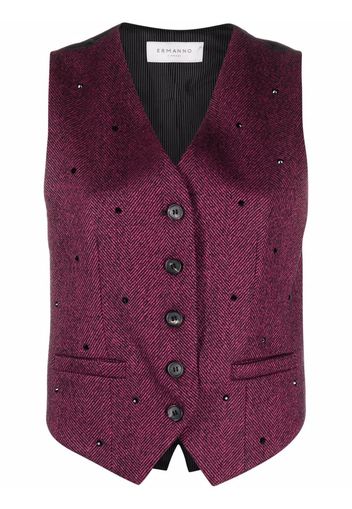 Ermanno Ermanno herringbone sequinned waistcoat - Rosa