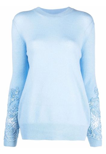 Ermanno Ermanno lace-trim cashmere jumper - Blu