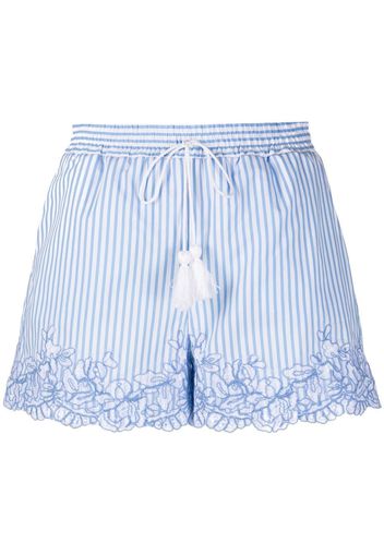 Ermanno Ermanno Shorts a righe con ricamo - Bianco