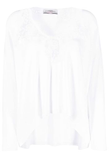 Ermanno Ermanno lace-neckline knitted sweater - Bianco