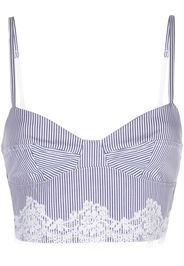 ERMANNO FIRENZE lace-trim cropped bra top - Blu