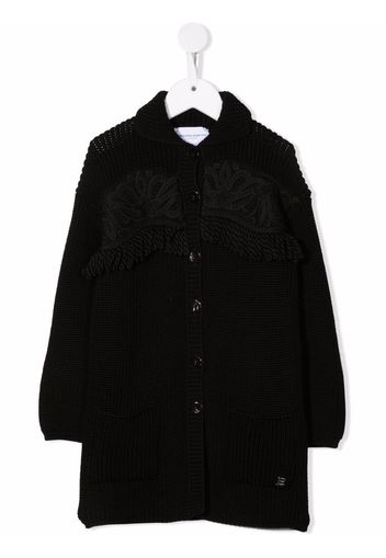 Ermanno Scervino Junior embroidered merino cardigan - Nero