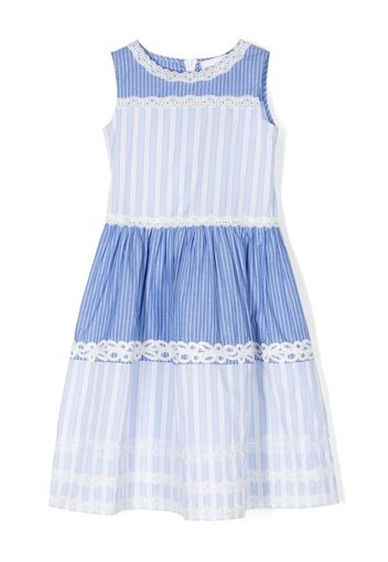 Ermanno Scervino Junior stripe-pattern cotton dress - Blu