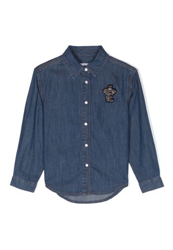 Ermanno Scervino Junior logo-patch denim shirt - Blu