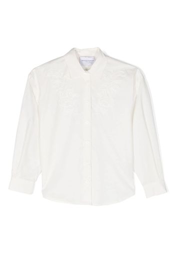 Ermanno Scervino Junior embroidered-detail tonal cotton shirt - Bianco