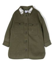 Ermanno Scervino Junior lace-embellished single-breasted coat - Verde