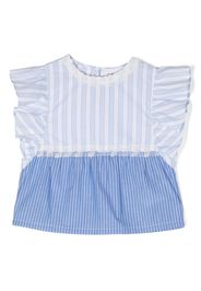 Ermanno Scervino Junior striped ruffle-trim top - Blu