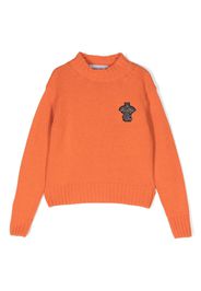 Ermanno Scervino Junior logo-patch knitted jumper - Arancione