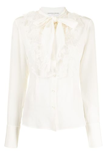 Ermanno Scervino Organza bow-detail silk blouse - Bianco