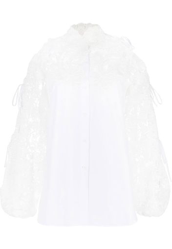 Ermanno Scervino lace-panelling cold-shoulder blouse - Bianco