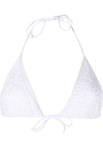 Ermanno Scervino embroidered triangle bikini top - Bianco