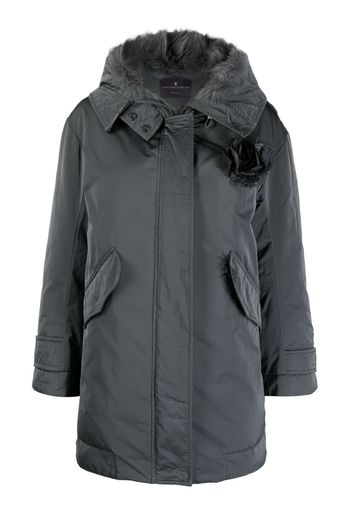 Ermanno Scervino floral-appliqué parka coat - Grigio