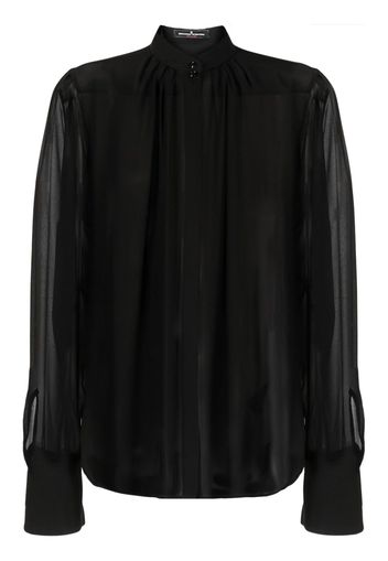 Ermanno Scervino detachable floral appliquée sheer silk blouse - Nero