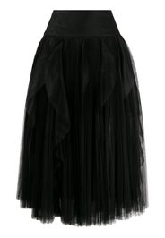 pleated ruffle tulle midi skirt