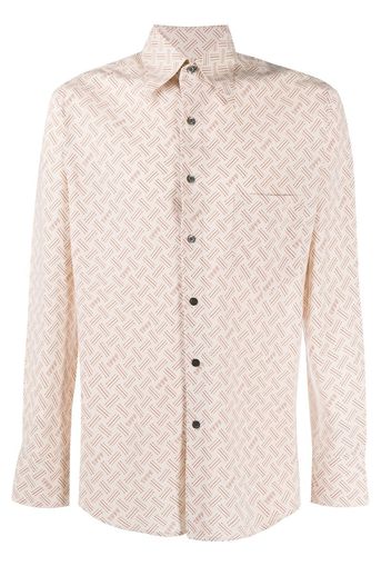 linear-print long sleeved shirt