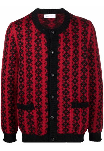 Ernest W. Baker diamond-print knitted cardigan - Rosso