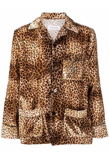 Ernest W. Baker leopard-print velvet shirt - Marrone