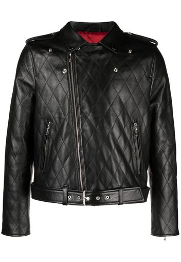 Ernest W. Baker diamond-quilted biker jacket - Nero