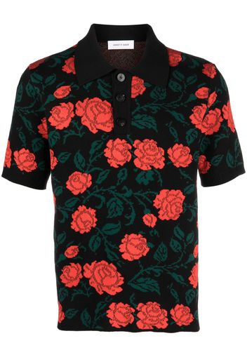 Ernest W. Baker floral-embroidery polo shirt - Nero