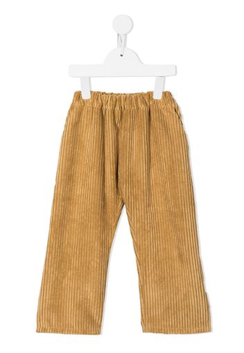 Eshvi Kids Pantaloni con vita elasticizzata a coste - Marrone