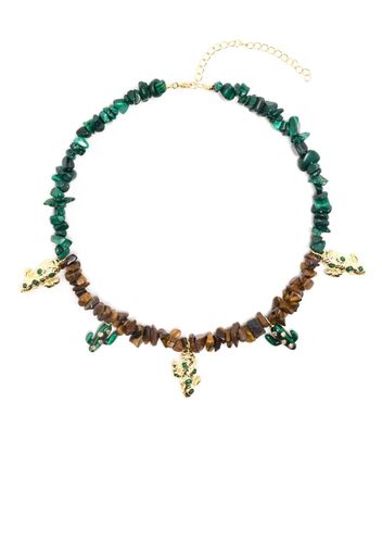 Eshvi Collana con pendente in malachite - Marrone