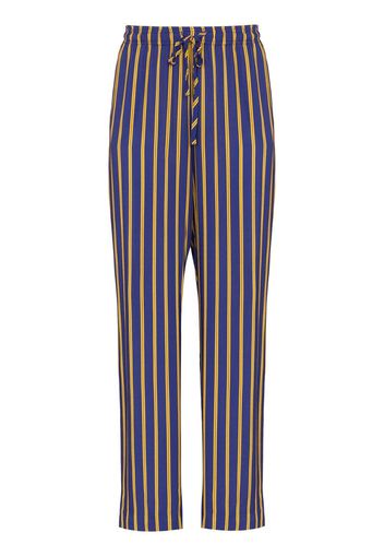 drawstring waist striped trousers