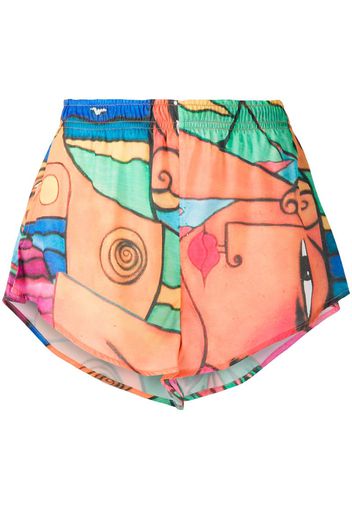 beach-print mini shorts