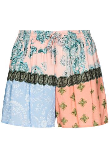 mixed paisley print shorts