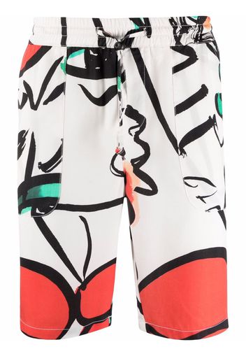 Esteban Cortazar El Beso graphic-print shorts - Bianco