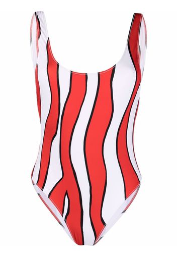 Esteban Cortazar wave print swimsuit - Bianco