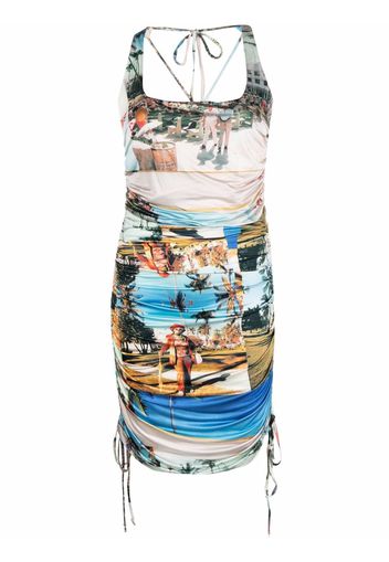 Esteban Cortazar patch-work print fitted dress - Toni neutri