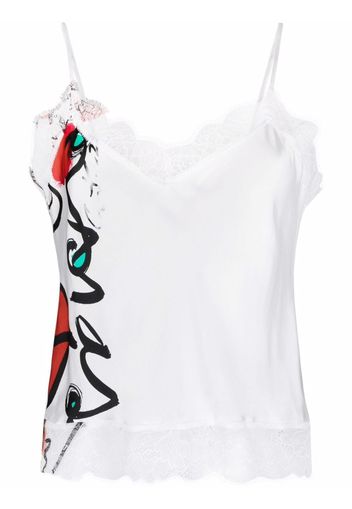 Esteban Cortazar lace embroidered camisole top - Bianco