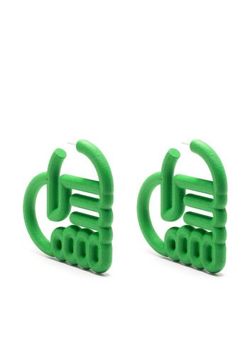 ESTER MANAS logo heart hoop earrings - Verde