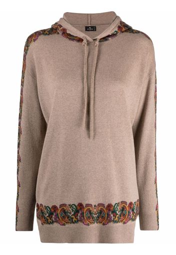 Etro paisley-print fine-knit hoodie - Toni neutri
