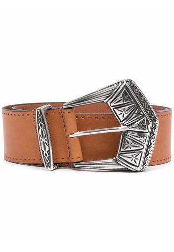 ETRO engraved-buckle leather belt - Marrone