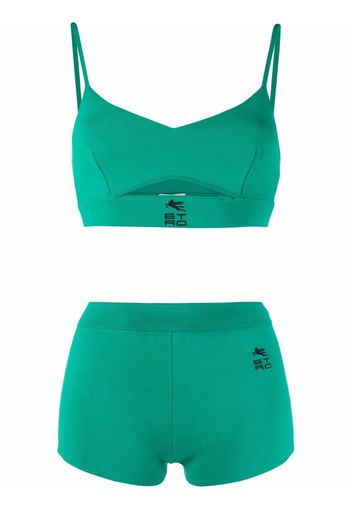 ETRO Top e shorts con ricamo - Verde