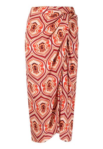 ETRO graphic-print sarong skirt - Arancione