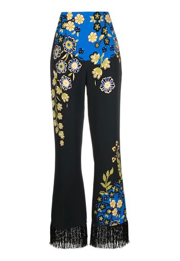 ETRO floral-print fringed tailored trousers - Nero