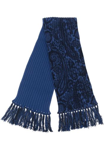 ETRO graphic-print frayed scarf - Blu